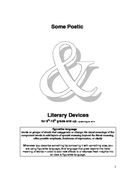 Preview of Poetic Devices a la Steinberg, a literary glossary - editable version