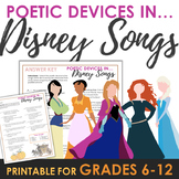 Poetic Devices in ★ DISNEY ★ Songs Worksheet! Fun for Grad