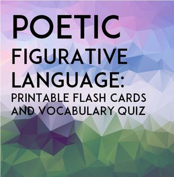 Preview of Poetic Figurative Language: Printable Flashcards & Quiz