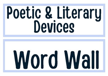 Preview of Poetic and Literary Devices Word Wall- Academic vocabulary elements
