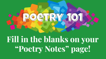 Preview of Poetry 101 Slideshow with Fill-In Notes