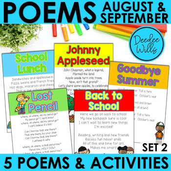 Preview of Back to School Poems Johnny Appleseed Poem & Activities August September Poetry