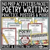 Elements of Poetry Unit Poem Template, Posters Poetry Student Writing Notebook