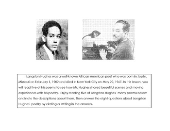 Preview of BLACK HISTORY: 5 Poems of LANGSTON HUGHES + 9 Analysis Comprehension Questions