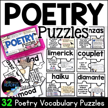 Preview of Elements of Poetry Activity, Types of Poems, and Vocabulary Terms Poetry Month 