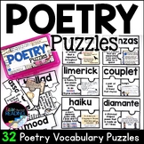 Elements of Poetry Activity, Types of Poems, and Vocabular