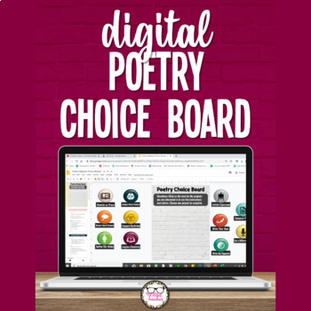 Preview of Poetry Activities Choice Board Editable Digital Interactive 