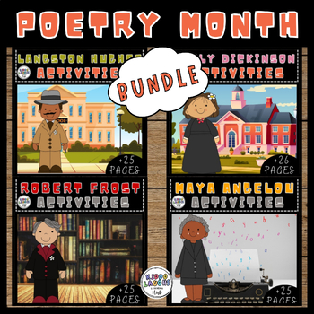 Preview of Poetry Activities, Poetry Month Biography,Coloring Pages, Timeline,Word Search