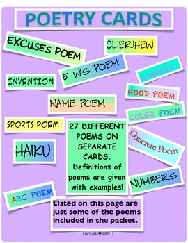 Preview of Poetry Task Cards
