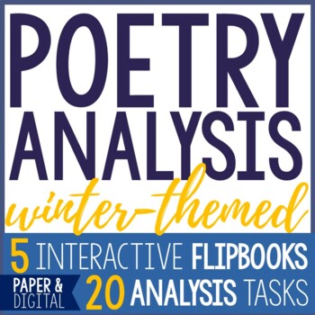 Preview of Poetry Analysis - 5 Winter Poems - Interactive Flip Books - Digital and Paper