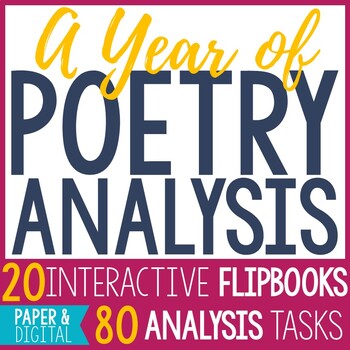 Preview of 20 Poetry Analysis Interactive Flip Books - Year Long BUNDLE