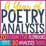 20 Poetry Analysis Interactive Flip Books - Year Long BUNDLE