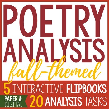 Preview of 5 Poetry Analysis Flip Books - Fall Poems, 20 Poem Analysis Tasks - Digital Incl