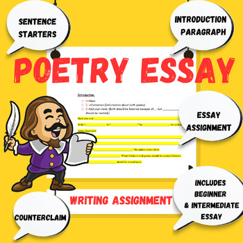 Preview of Poetry Analysis Essay Assignment (Beginner & Intermediate included!)