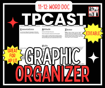 Preview of Poetry Analysis Graphic Organizer: TPCASTT Worksheet for 11th and 12th Grade