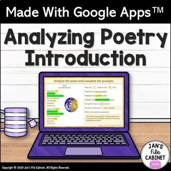 Preview of Poetry Analysis Introduction Lesson and Practice GRADES 4-6 Google Apps