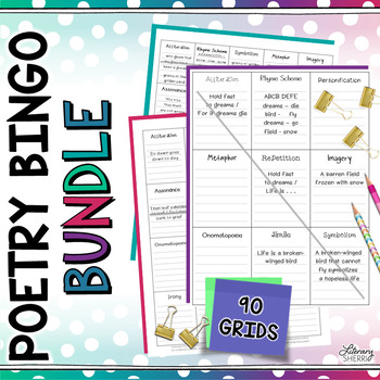 Preview of POETRY: BUNDLE OF BINGO GRIDS for Reading, Writing, & Analyzing Poems (90 Grids)