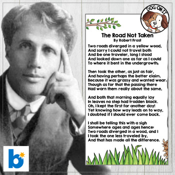 Preview of The Road Not Taken Robert Frost Poetry Analysis Poetry Month BOOM Cards