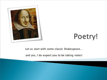 Preview of Poetry Analysis - Shakespeare, Poe, and Mother Goose through PPT