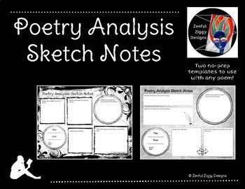 Preview of Poetry Analysis Sketch Notes #1- Distance Learning Assignment PDF, No Prep!