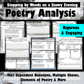 Preview of Poetry Analysis Stopping By Woods on a Snowy Evening Robert Frost