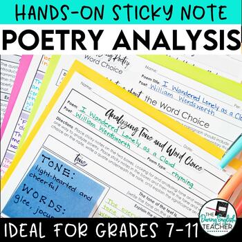 Preview of Poetry Unit - Poetry Analysis with Sticky Notes - Poetry Activities and Analysis
