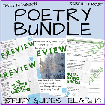 Preview of Poem Analysis Reading Comp BUNDLE: Robert Frost, Emily Dickinson Nature Poems