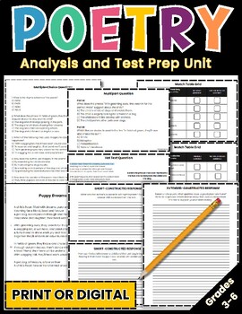 Preview of Poetry Analysis and Test Prep Unit: Grades 3-6 (STAAR 2.0 Item Types)