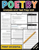 Poetry Analysis and Test Prep Unit: Grades 3-6 (STAAR 2.0 