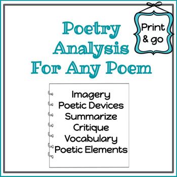 Preview of Poetry Analysis for any Poem: Assessment of Poetic Elements
