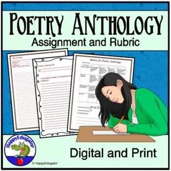 Preview of Poetry Anthology Anchor Activity and Rubric Digital and Printable