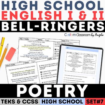 Preview of STAAR Poetry Practice Elements of Worksheet Analysis Bell Ringer High School
