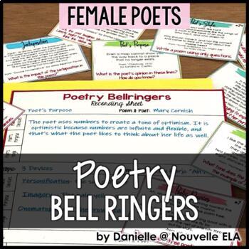 Preview of Poetry Bell Ringers - Female Poets - Warm Ups for Women's History Month