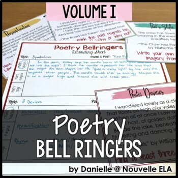 Preview of Poetry Bell Ringers Volume 1 - Warm-Up Activities to Analyze and Create Poems