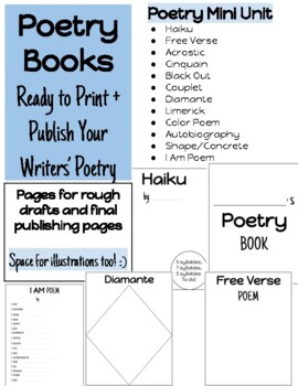 Preview of Poetry Book- Rough Draft Templates + Pages for Published Book | Poetry Mini Unit