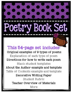 Preview of Poetry Writing: Students Create a Book with examples, templates, rubric & more