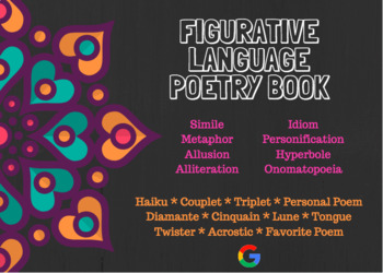 Preview of Distance Learning: Poetry Book with Figurative Language