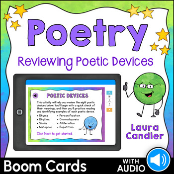 Preview of Poetry Boom Cards - Self-Grading with Audio Options