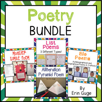 Preview of Poetry Bundle | Alliteration, Simile, Bio, and List Poems