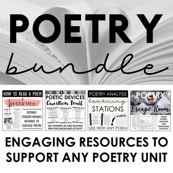 Preview of Poetry Bundle - Engaging Poetry Activities for Any Unit - Stations, Escape Room