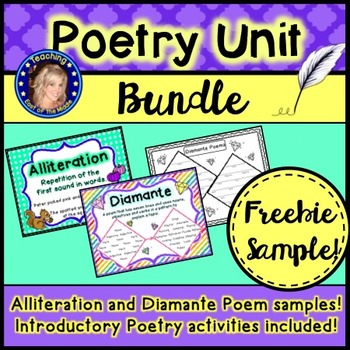 Preview of Poetry Bundle Freebie!  Alliteration, Diamante Poem and Introductory Activities!