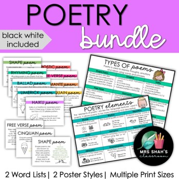 Poetry Bundle | Poem List, Elements of Poem List and Poem Posters