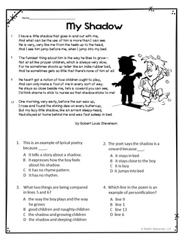Poetry Reading Comprehension Questions for the Whole Year | TpT