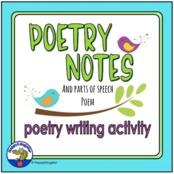 Preview of Poetry Characteristics Notes and Parts of Speech Poem Writing Activity
