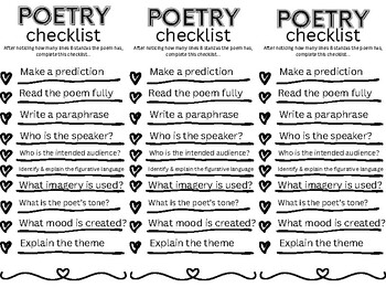 Preview of Poetry Checklist