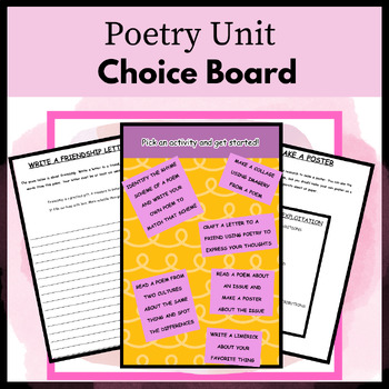 Preview of Poetry Choice Board (Great for Emergency Sub Plans or Independent Work)