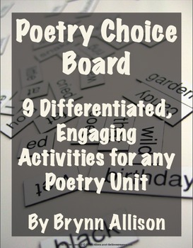 Preview of Poetry Choice Board of Activities - Common Core Aligned, Differentiated