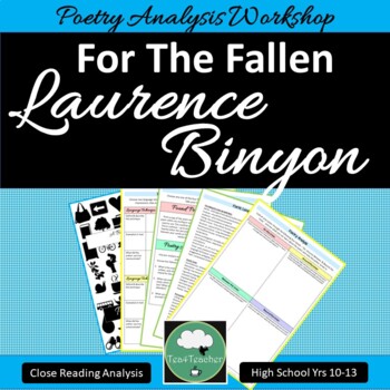 Preview of FOR THE FALLEN Laurence Binyon WAR POETRY Close Reading Analysis