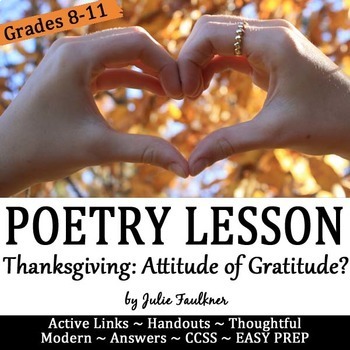 Preview of Thanksgiving Poetry & Nonfiction Lesson for Teens: Entitlement or Gratitude?