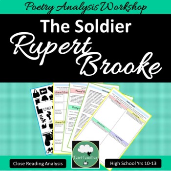 Preview of THE SOLDIER Rupert Brooke WAR POETRY Close Reading Worksheets